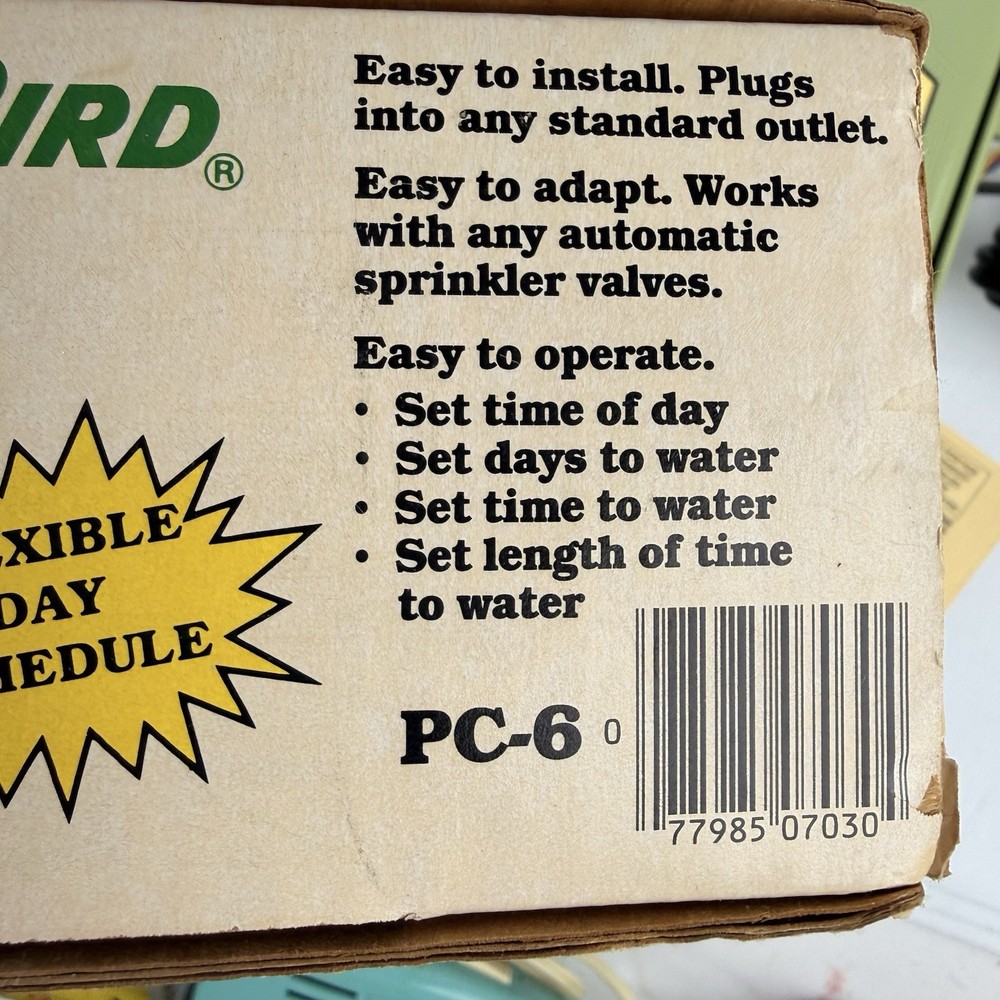 Vintage Rain Bird Rain Clock PC-6 6 Station Digital Sprinkler Timer Controller
