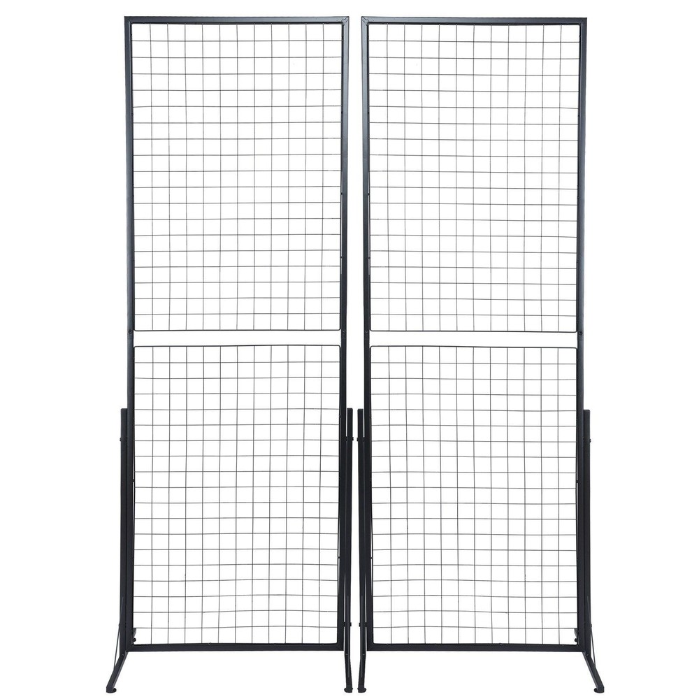 2x5.6ft Double-Sided Grid Wall Panels 2-Pack with T-Base & Clips Hooks