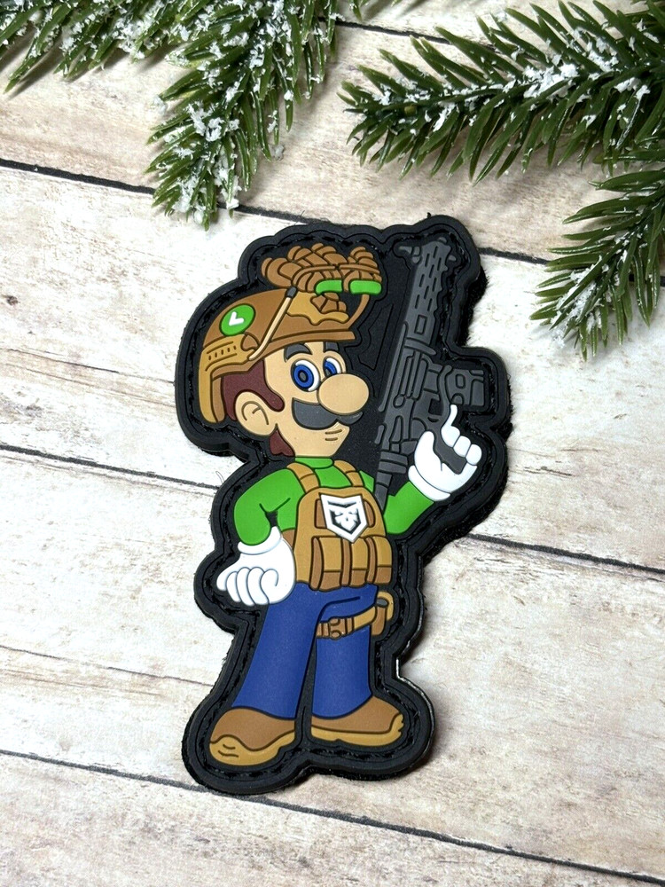 PVC Tactical Patch- Luigi Patch -Hook Loop Morale Gun Luigi Patch