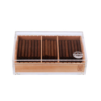 Large Acrylic 75-Cigar Humidor Powered by Boveda