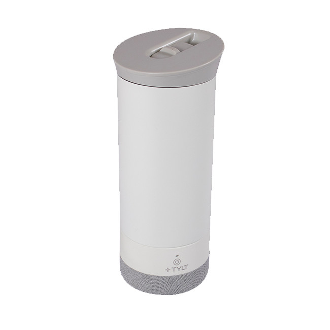 Tylt Drink Speaker Mug Hydration Mug+ Bluetooth Speaker Cream.