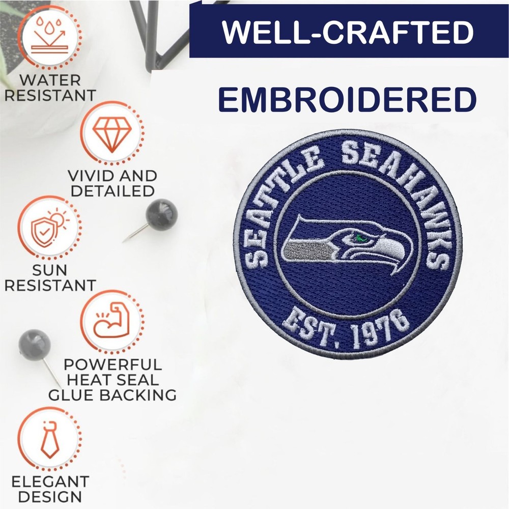 Seattle Seahawks NFL Team Logo Iron On Patch - Sew Patch - Embroidered Patch