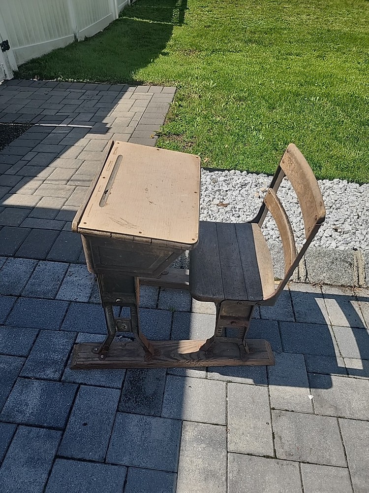 Antique School Desk. Vintage.