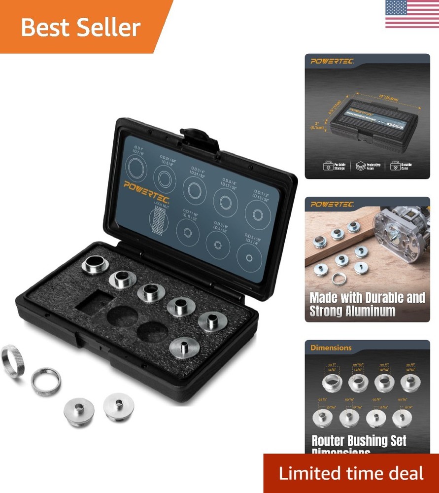 Versatile 10-Piece Router Template Guide Set - Perfect for Woodworking Projects