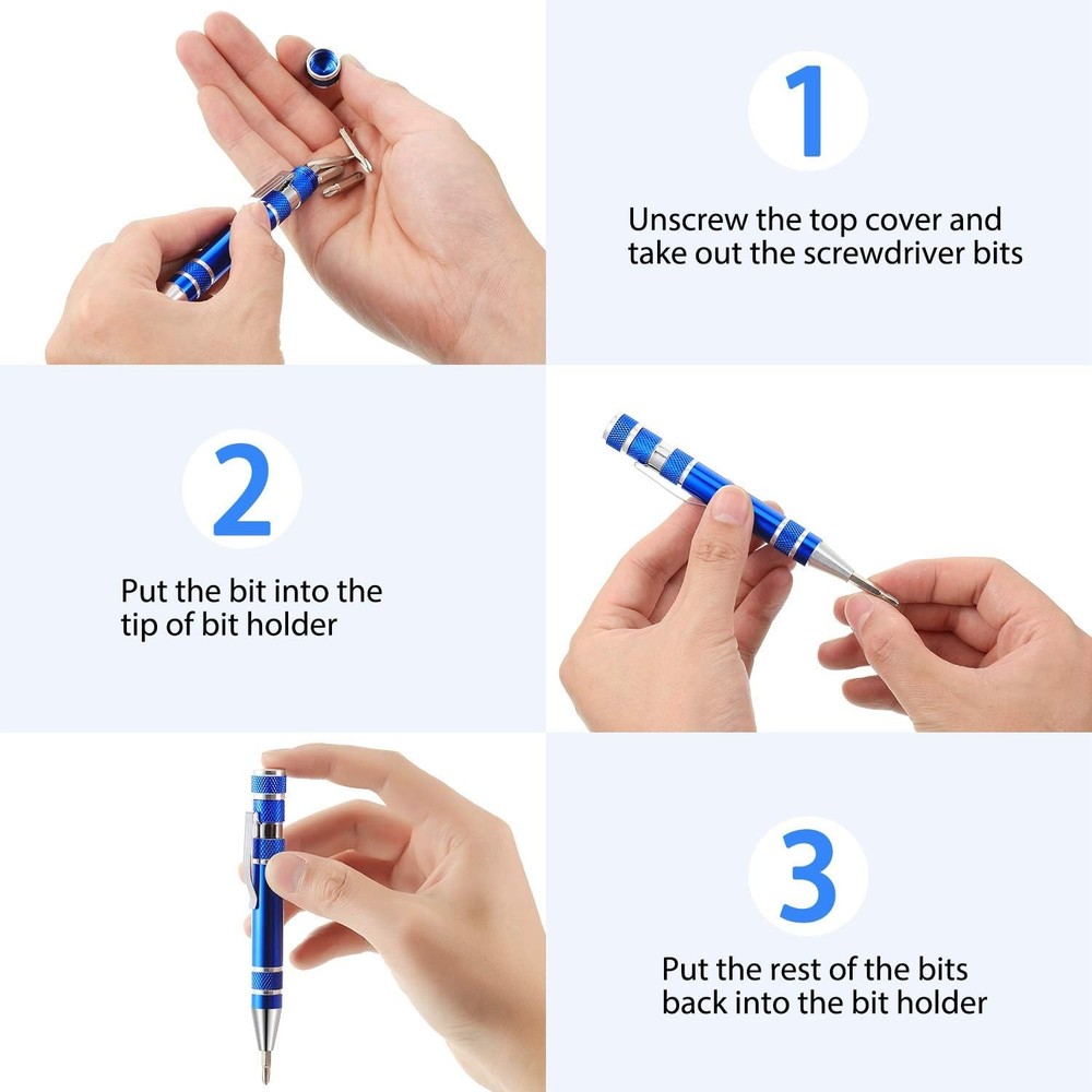 Mudder 4PCS 8-in-1 Magnetic Pen Screwdriver Multitool