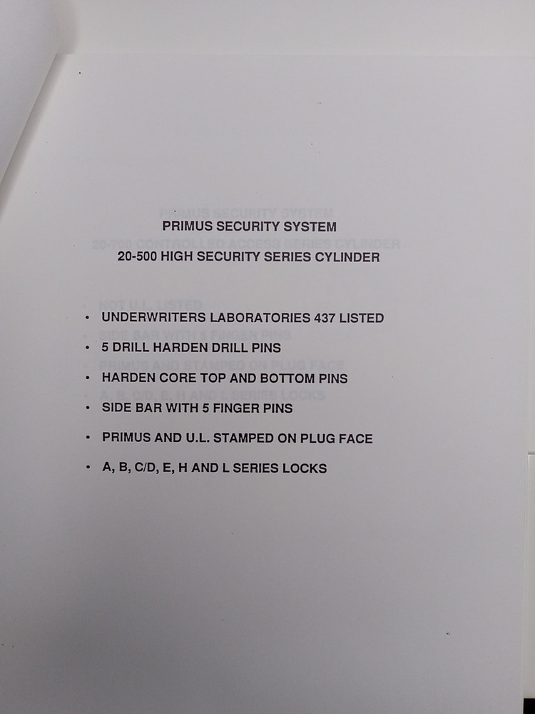 Schlage Primus Lock Users Manual Sales? Folder +
