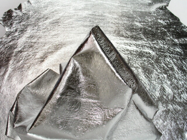 Leather Hide Metallic Imprint Silver