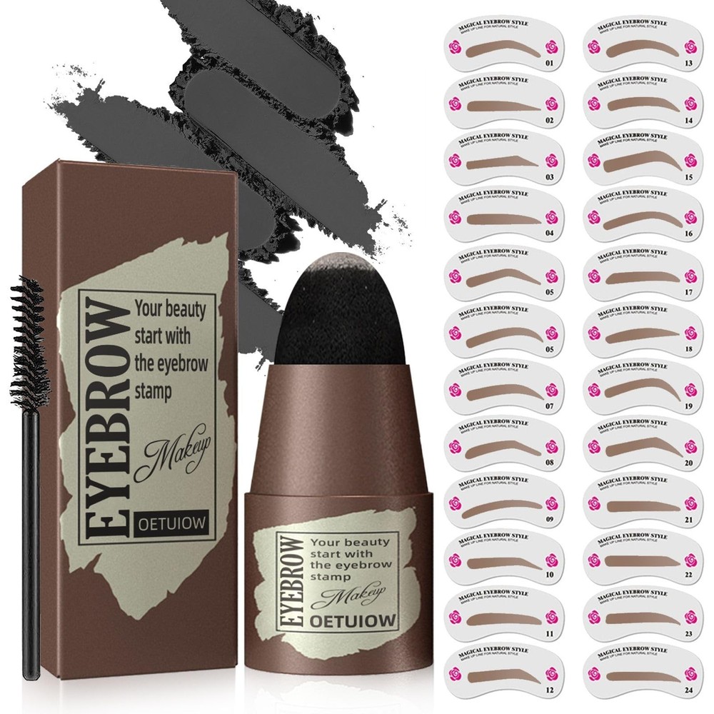 Eyebrow Stamp Stencil Kit - One-Step Eyebrow Stencil with 24 Reusable Thin & ...