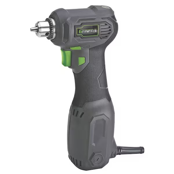 3.5 Amp 3/8 In Variable Speed Close-Quarter Right Angle Drill with Non-Slip Grip