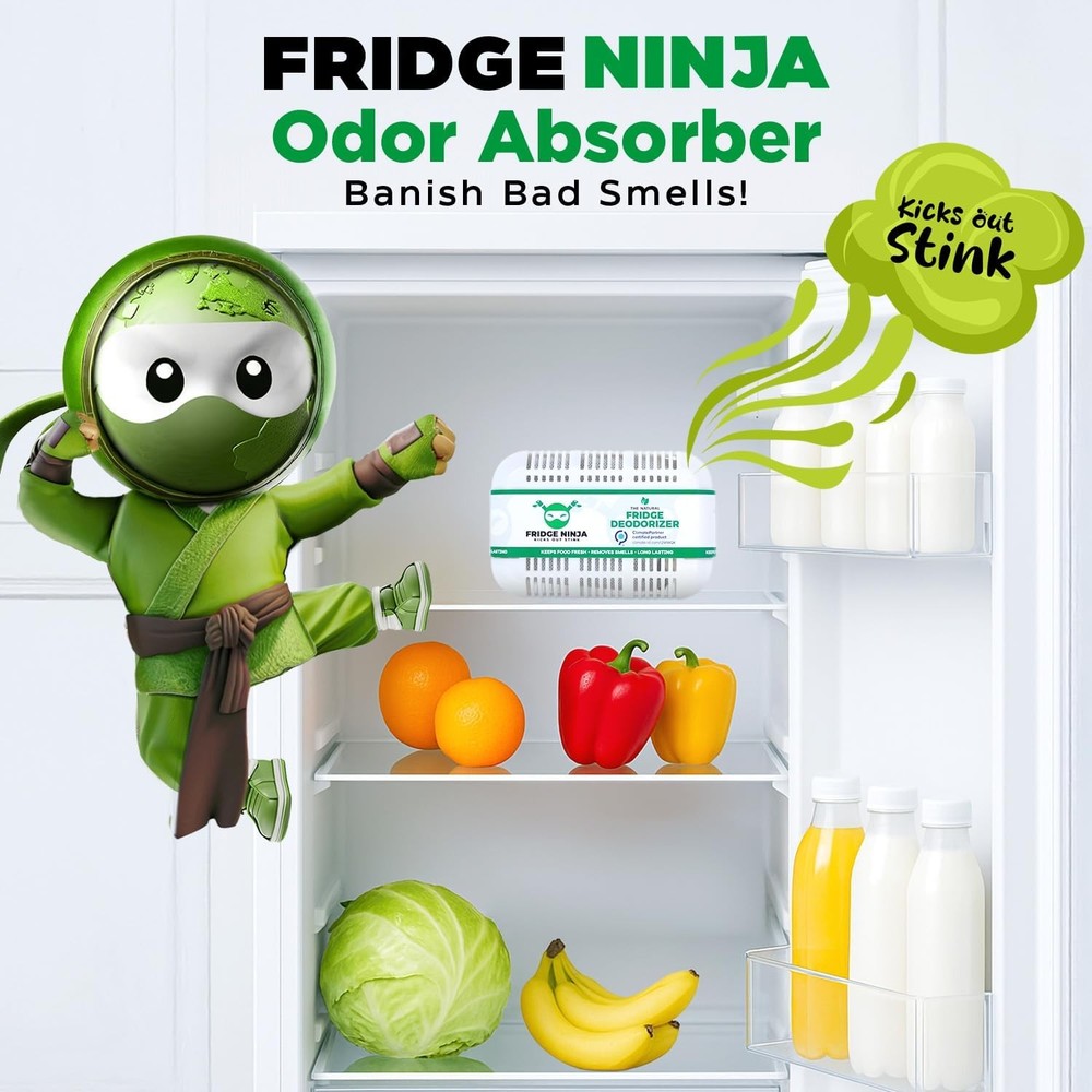 Fridge Ninja Compact Fridge Deodorizer (2 Pack) - More Effective Than Baking