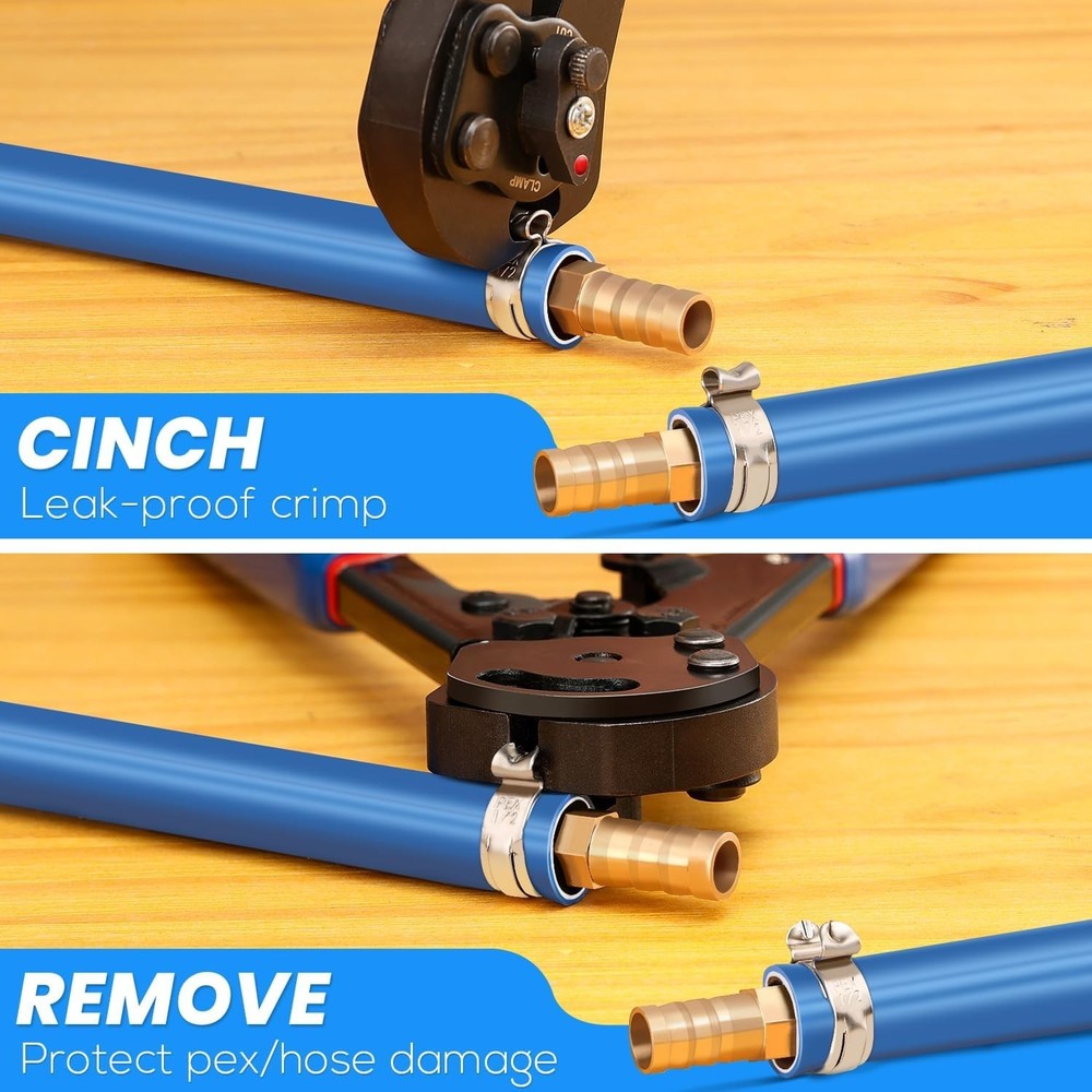 2 IN 1 Ratchet Pex Crimping Tool Cinch and Remove Combo Function Pex Pipe Cri...