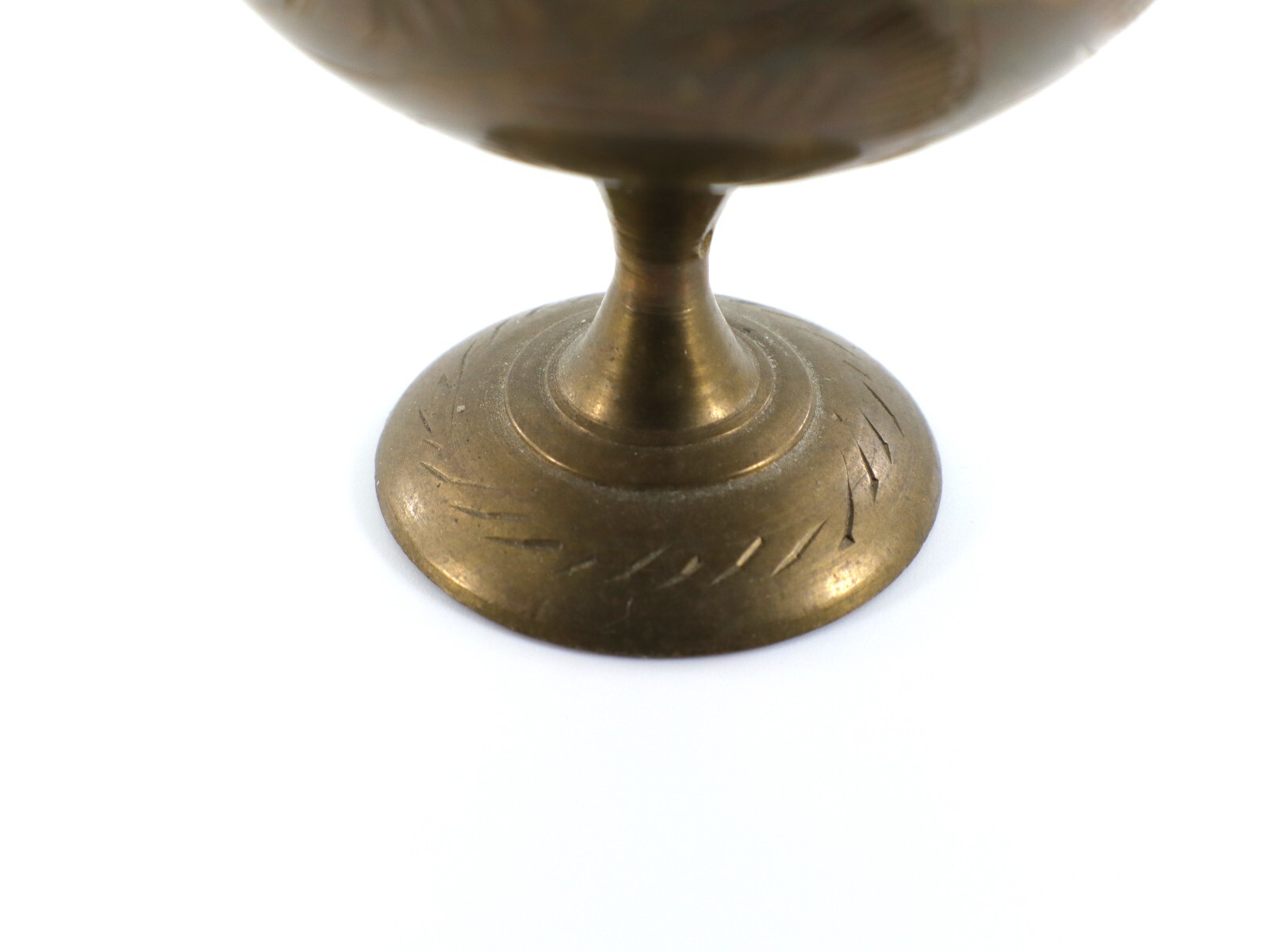 Brass INCENSE BURNER 2-Piece Lid 3 ½” Tall Etched Leaf India