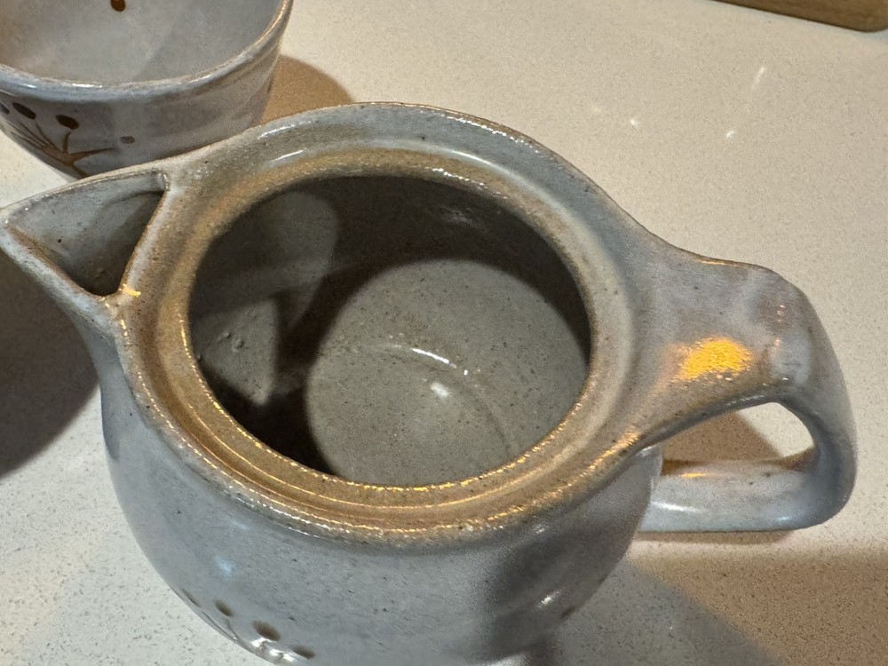 Handmade studio Pottery Teapot set with Lid & 2 Cups Rustic Stoneware Neutral