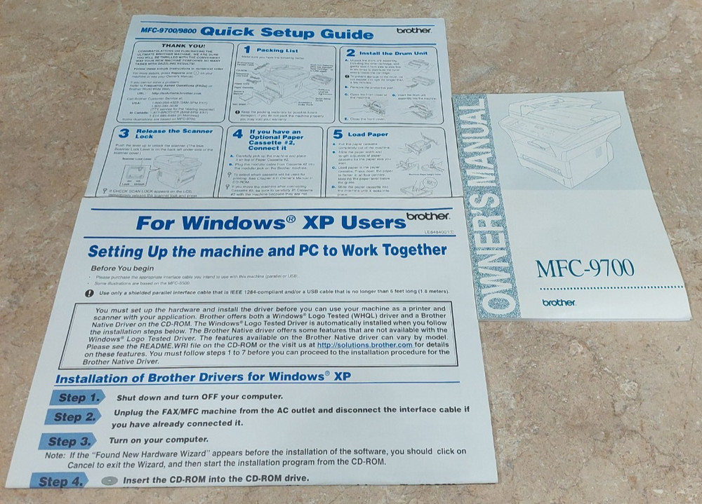 Brother - Printer - User Guide & Quick Setup Guide -MFC-9700 Owner's Manual