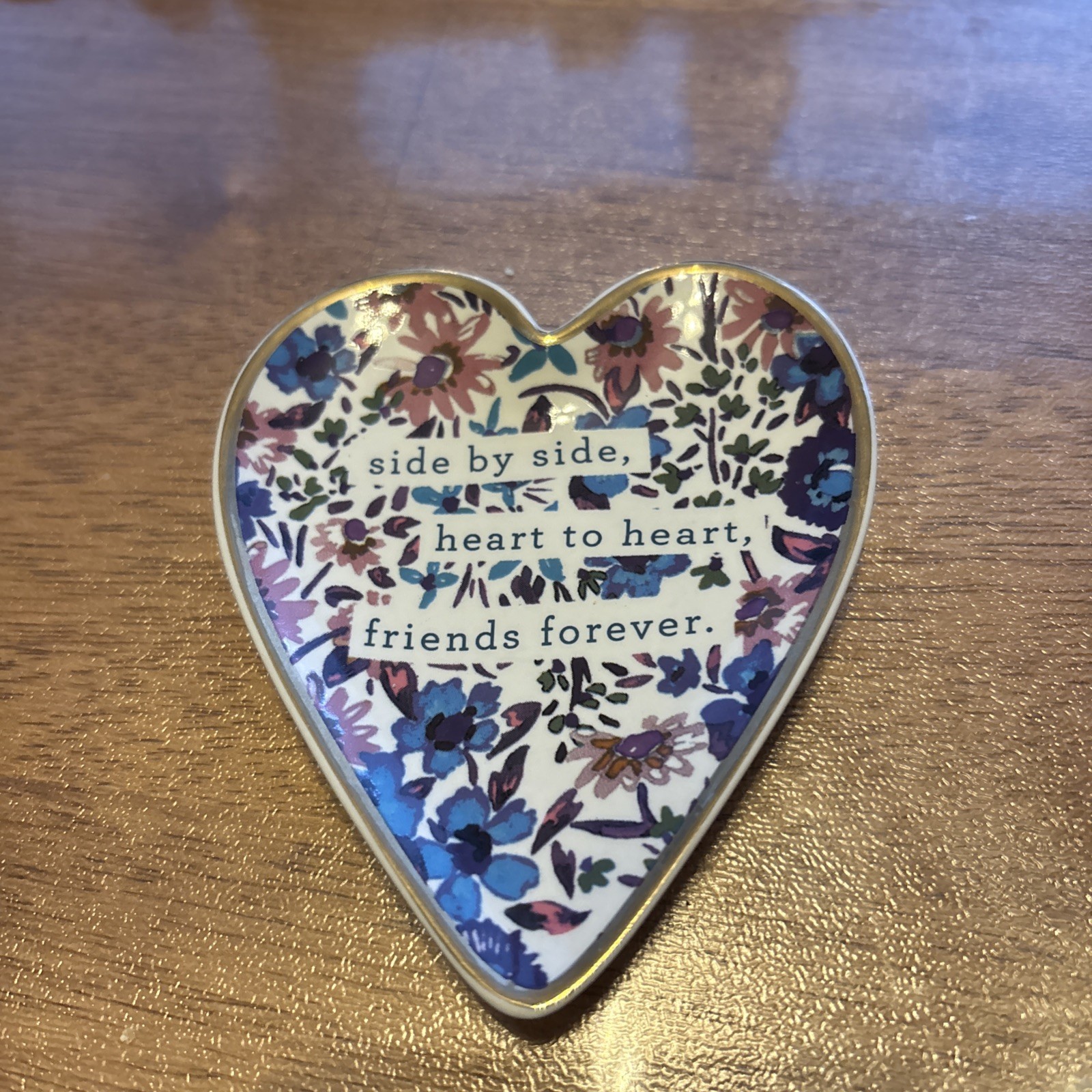 Demdaco - Side By Side Heart To Heart Friends Forever Heart Trinket Dish
