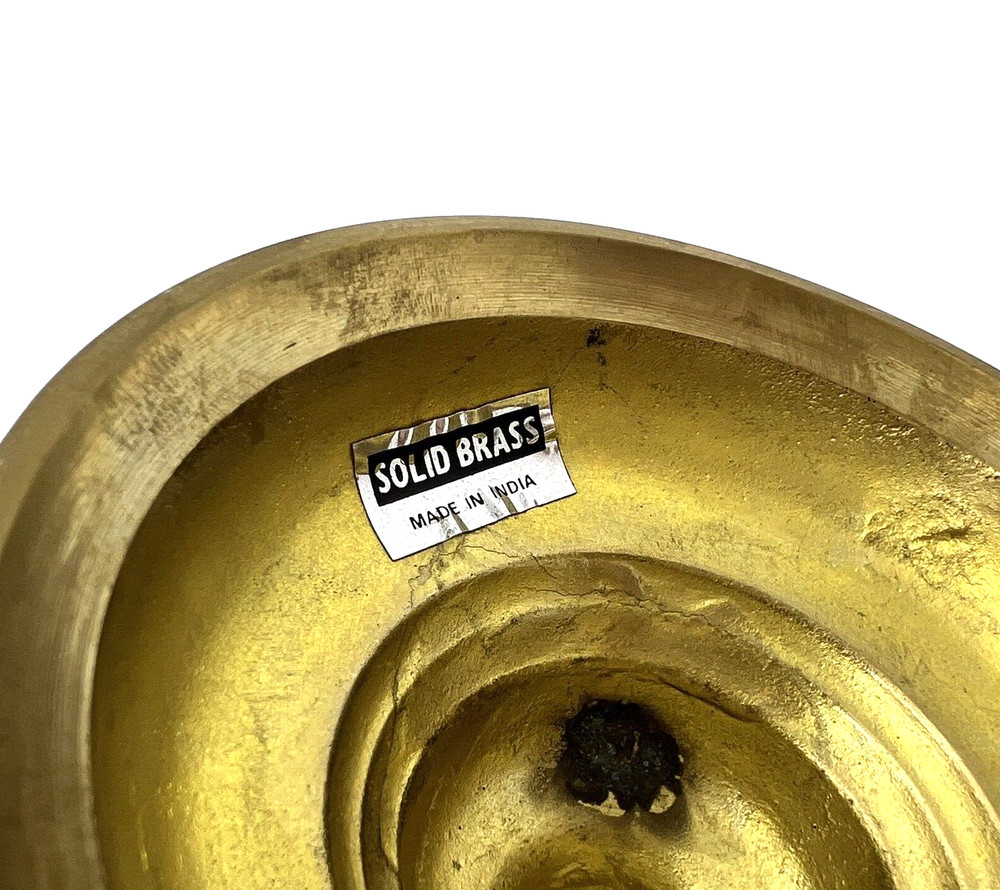 Chamber Candlestick Holder with Scroll Swirl Handle Large Solid Brass India GUC