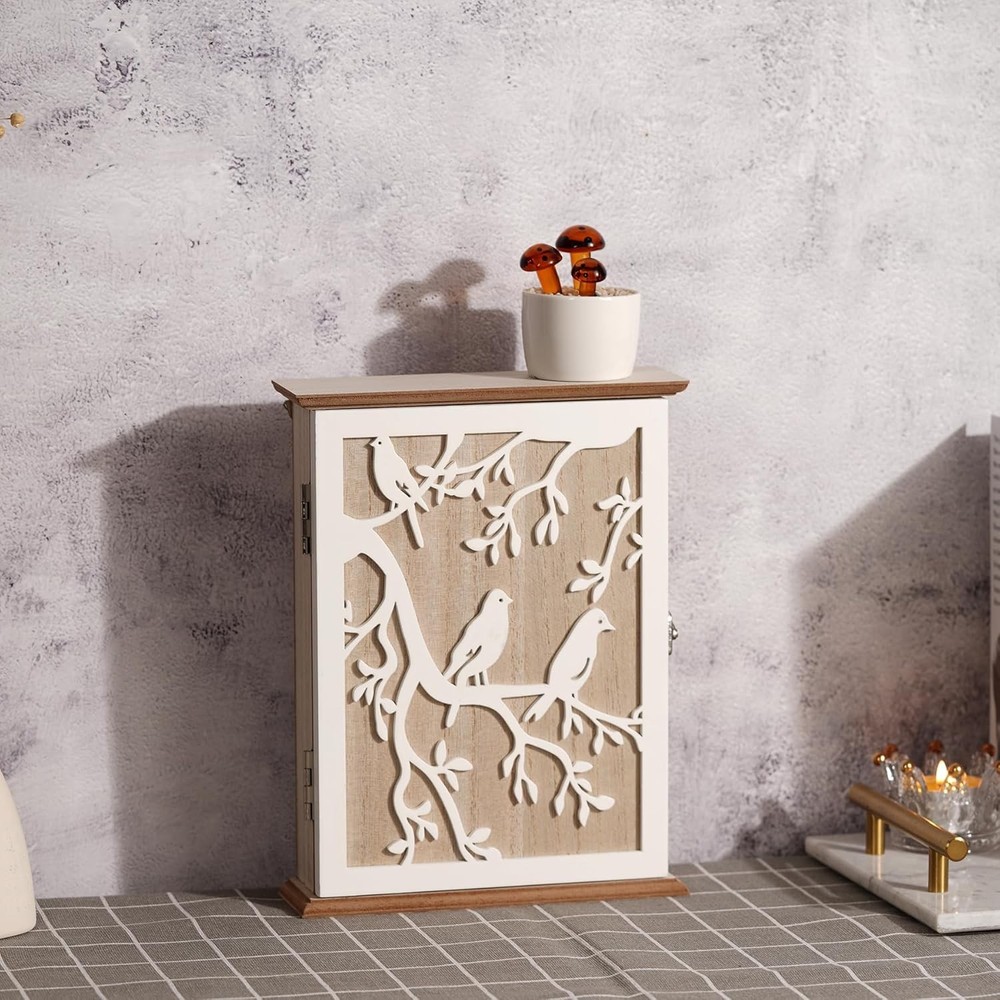 Key Holder for Wall Mount, Hooks Hanging Rack white