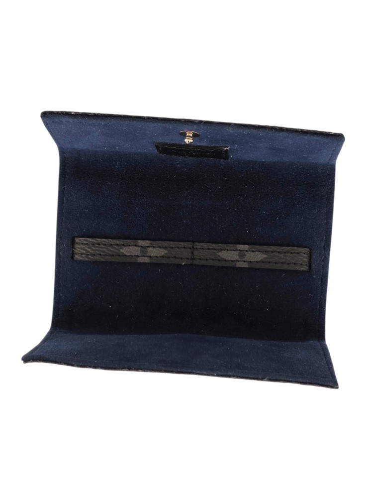 Louis Vuitton Monogram Eclipse Cufflink Case Leather Snap Closure Black