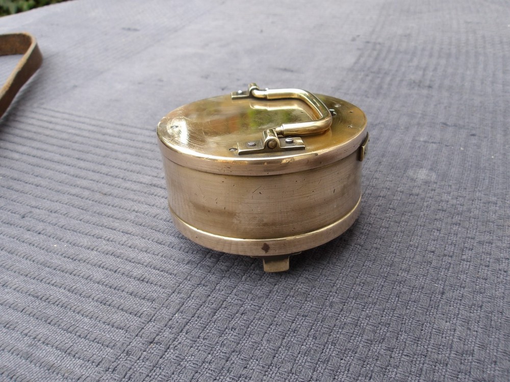 Vintage DENT Brass Security Time Clock With Leather Pouch - NO Key Untested