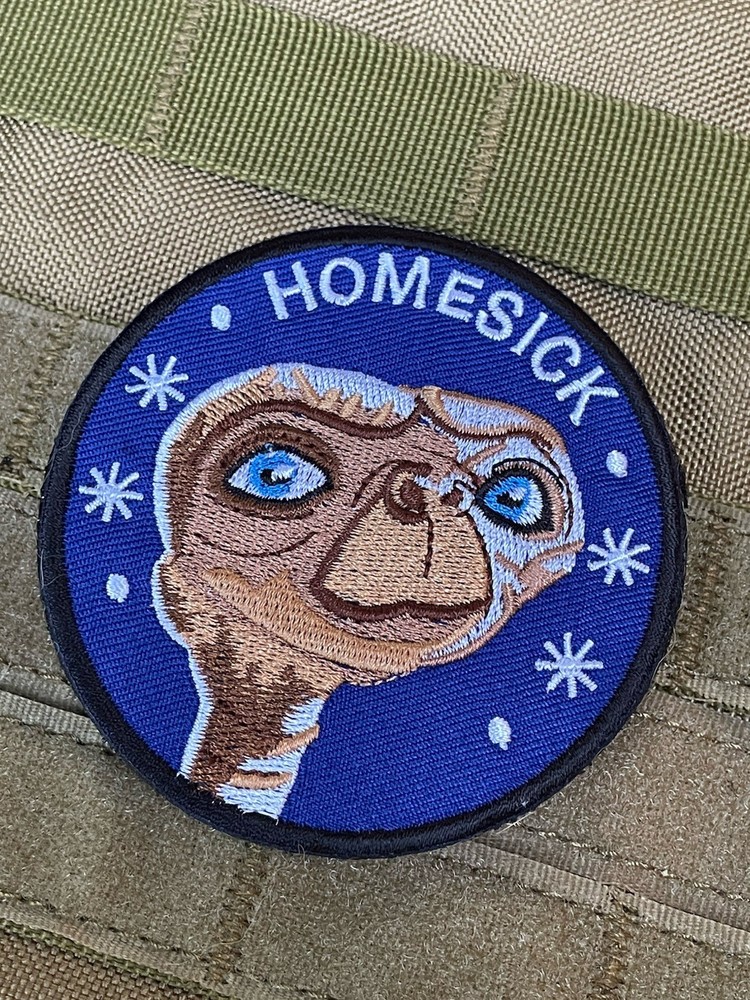 ET Phone Home Sick Alien Tactical Embroidered Patch Hook Loop Backing