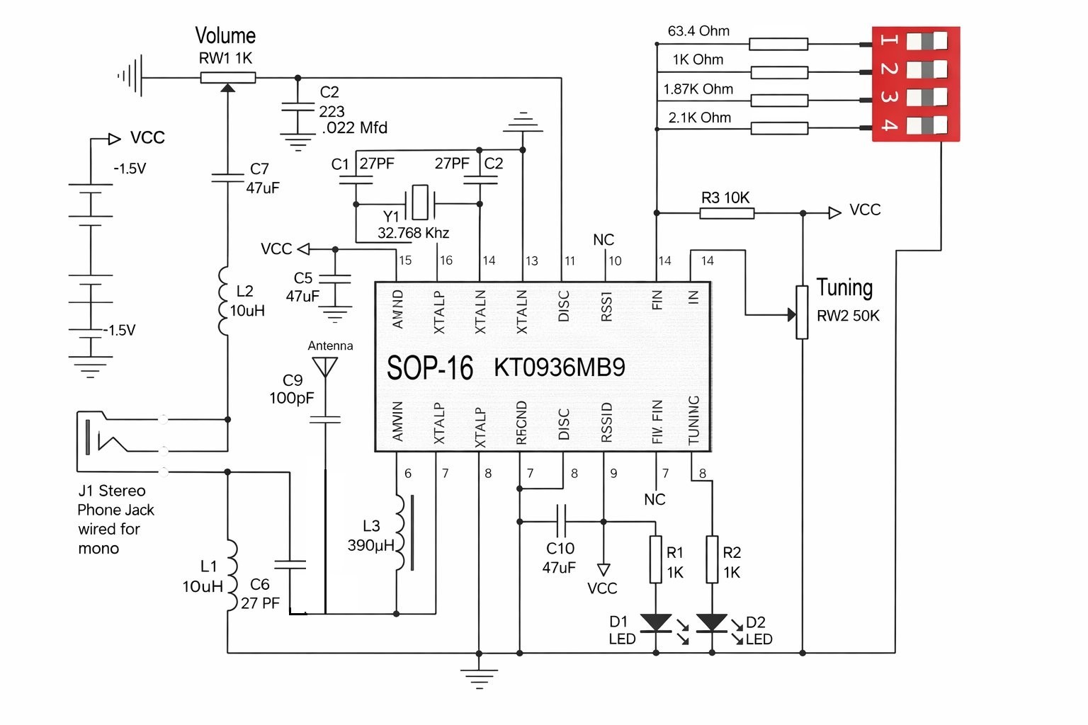 One IC 4 band Emergency Radio Kit. Receives AM FM SW1 SW2 It's a Fun DIY Kit !