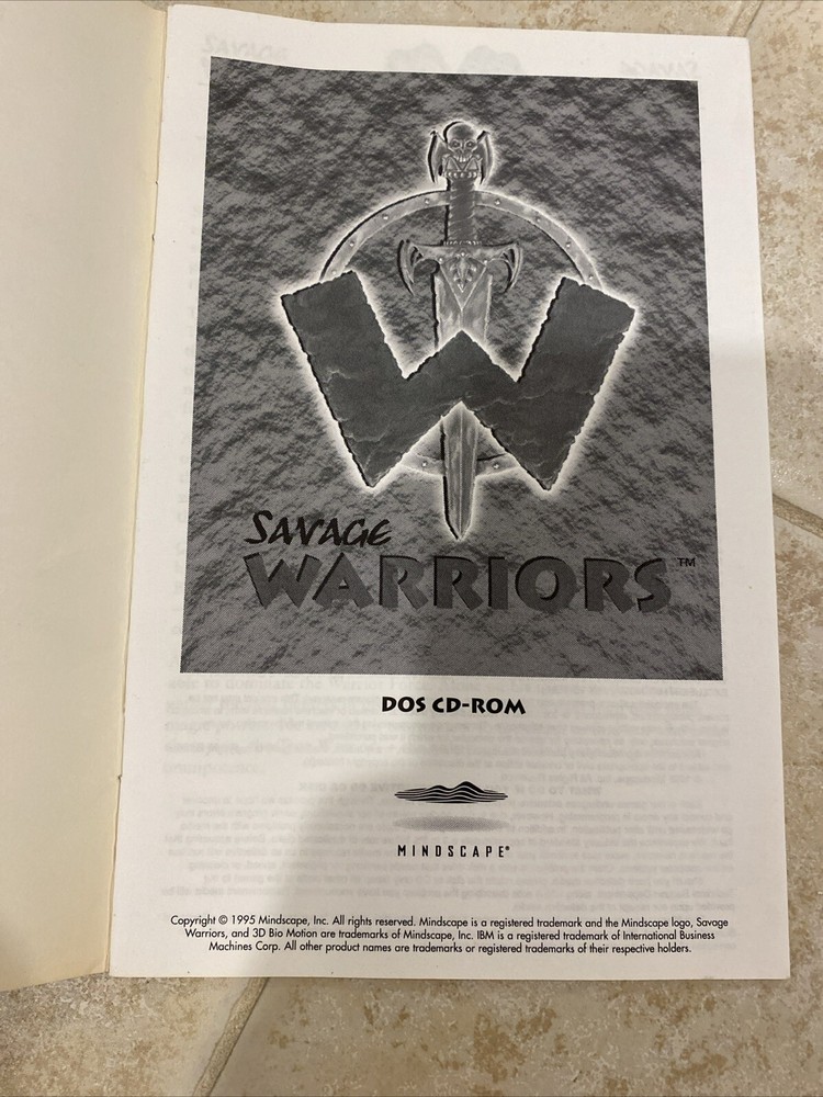 Savage Warriors Manual Mindscape 1995 IBM Video Game