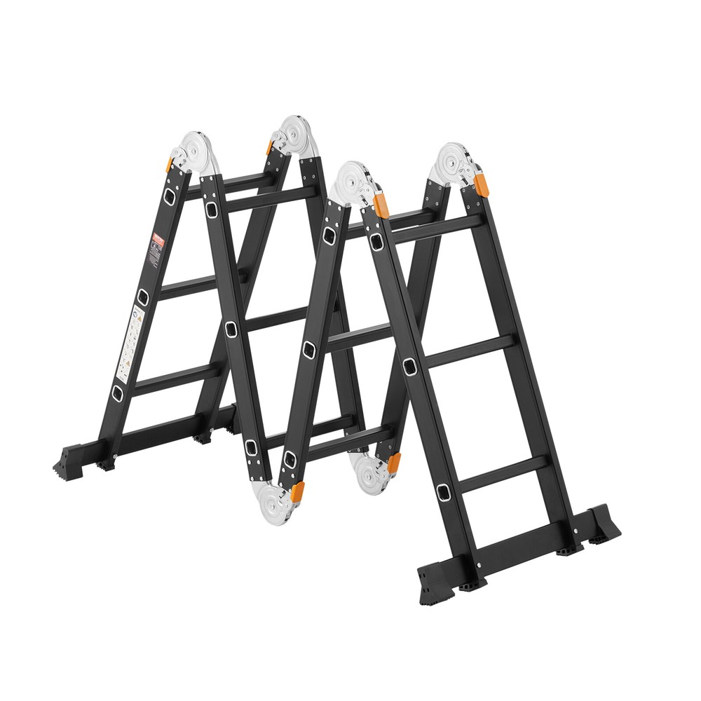 Multi-Purpose Folding Ladder 7-in-1 3 Step 12ft with Scaffolding Plank