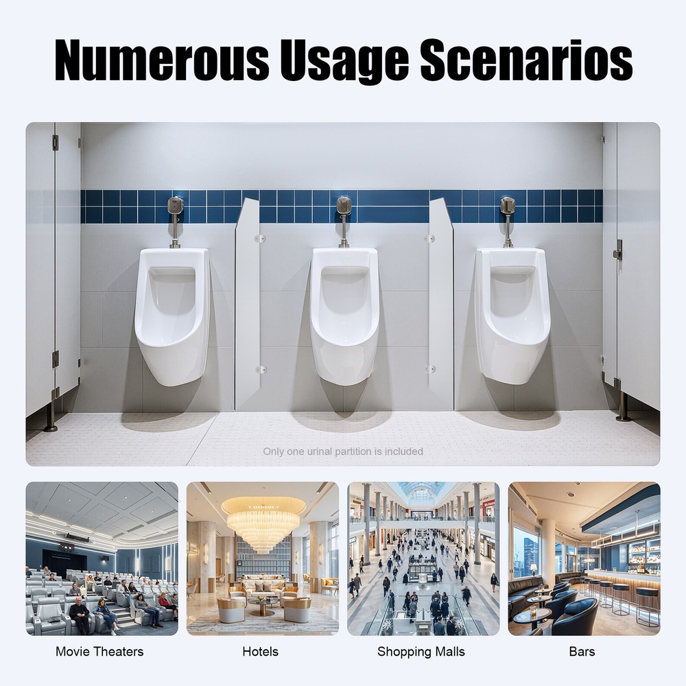 Wall-Mounted Men Urinal Partition Screen, Urinal Partition Divider Screen