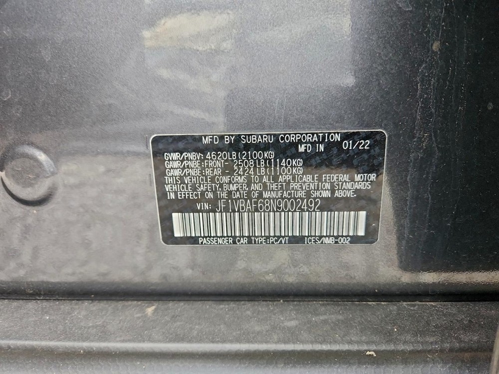 Console Front Floor Fits 22-23 WRX 4949497