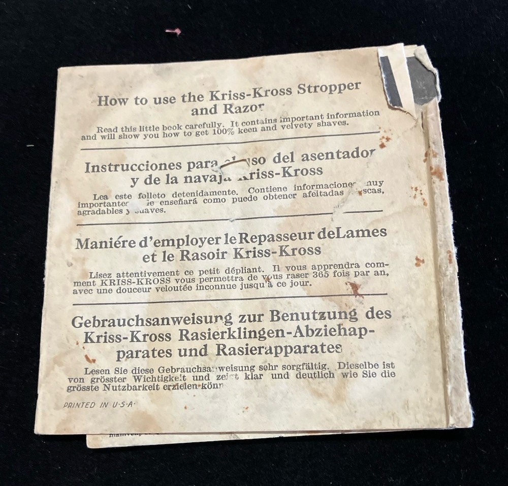 Vtg 1920s Kriss Kross Stropper Razor Blade Mechanical Sharpener