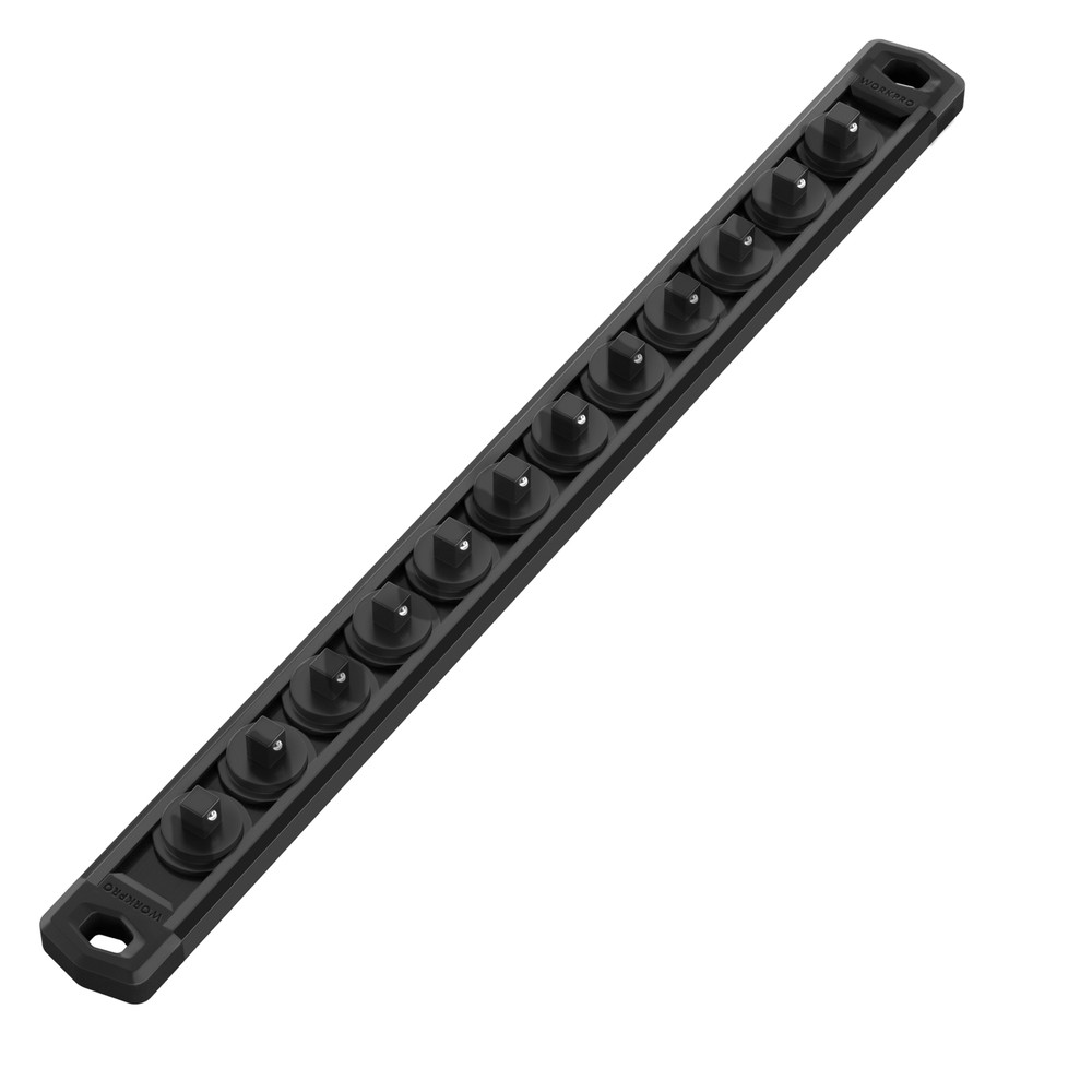 WORKPRO 1/4'' Dr Magnetic Socket Organizer Aluminum Alloy Socket Rail MultiColor