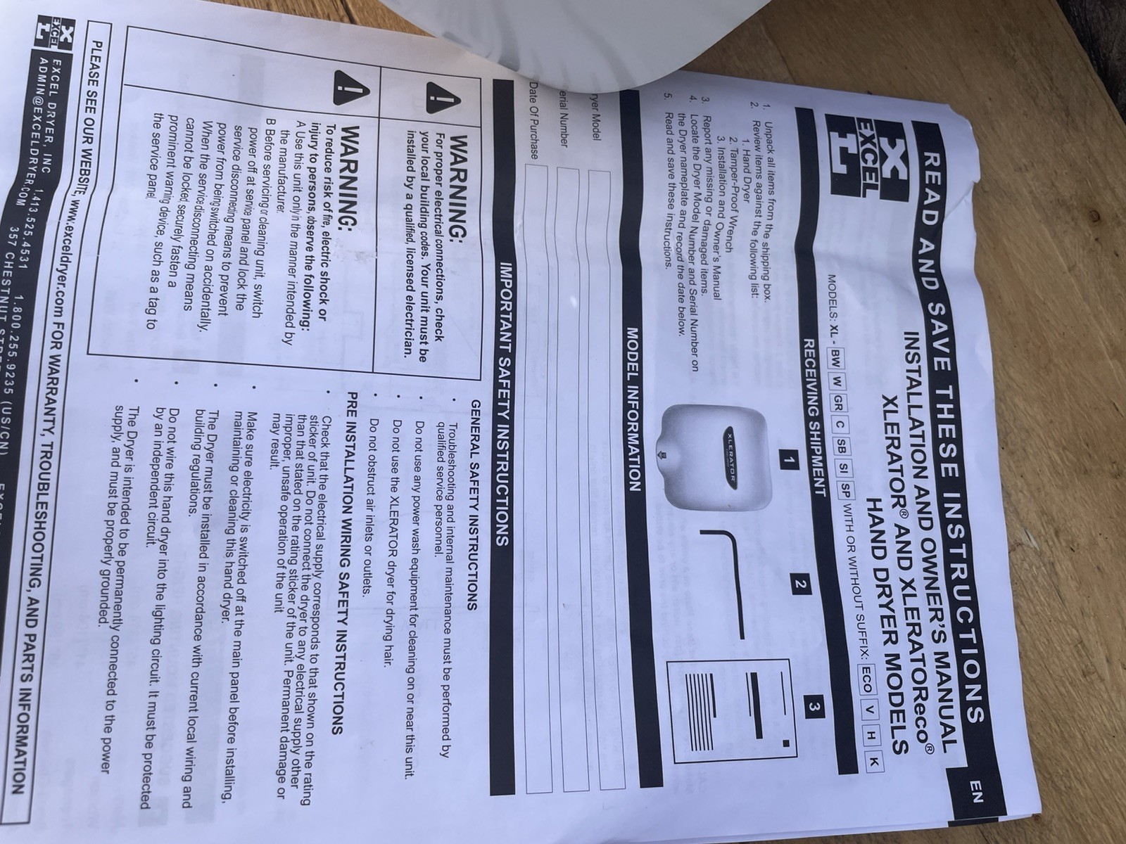 Excel Dryer - XLERATOR XL-BW Eco Automatic Hand Dryer Quick Dry 120V - White