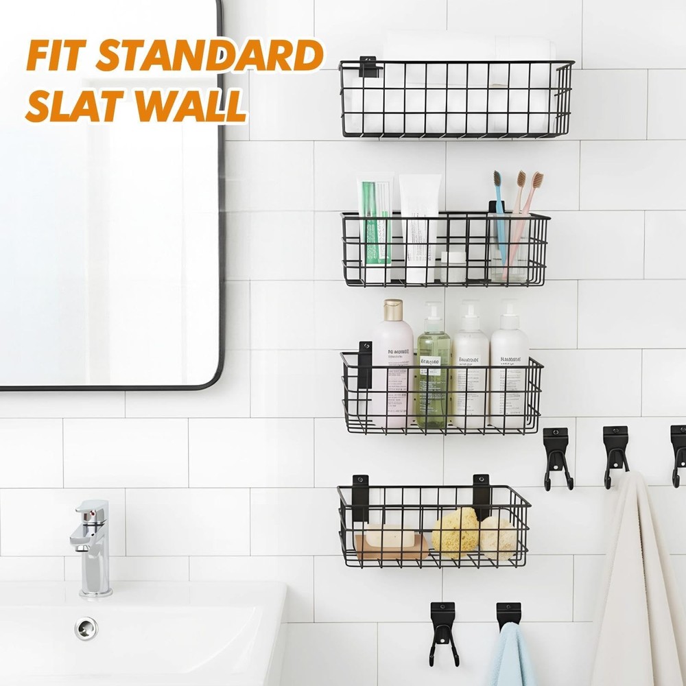24 Pack Slatwall Accessories Set, Includes 8 Pack 4 Sizes Slat Wall Baskets a...