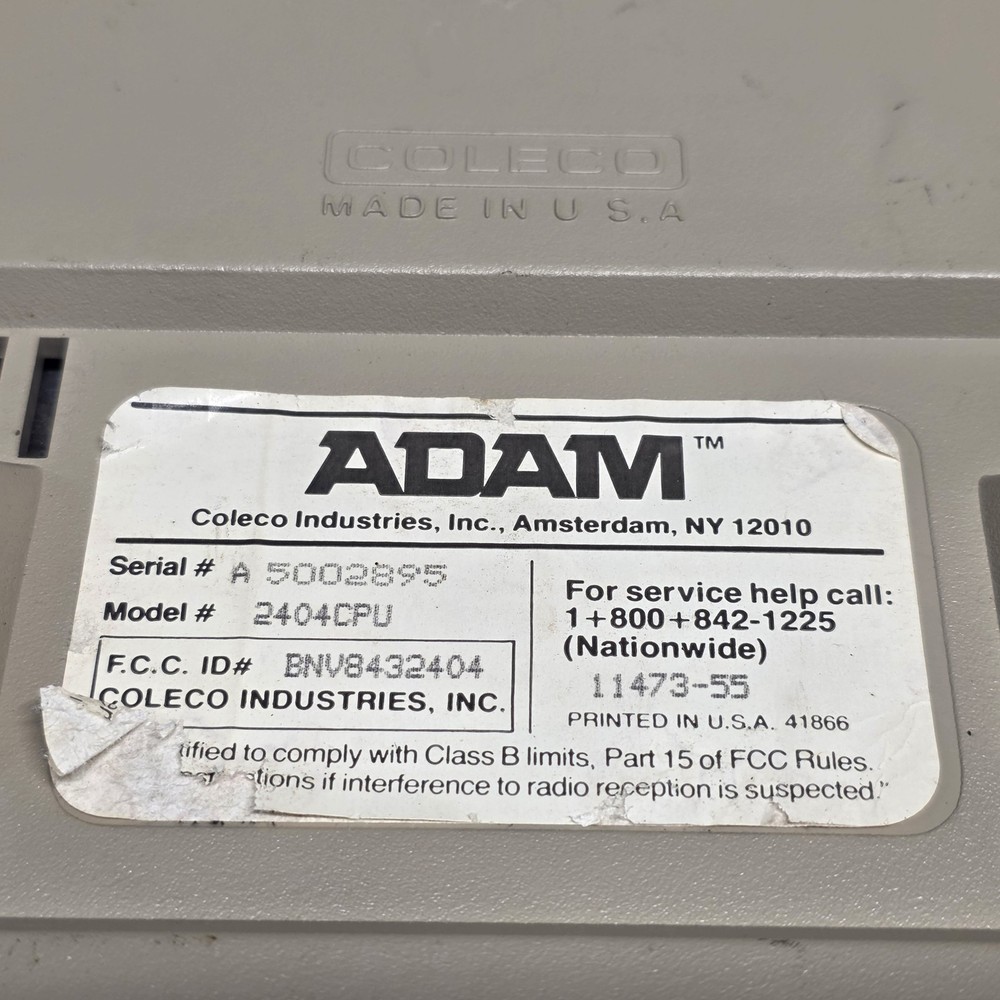 Coleco ADAM 2404CPU Computer System Memory Console Untested As-Is Rust