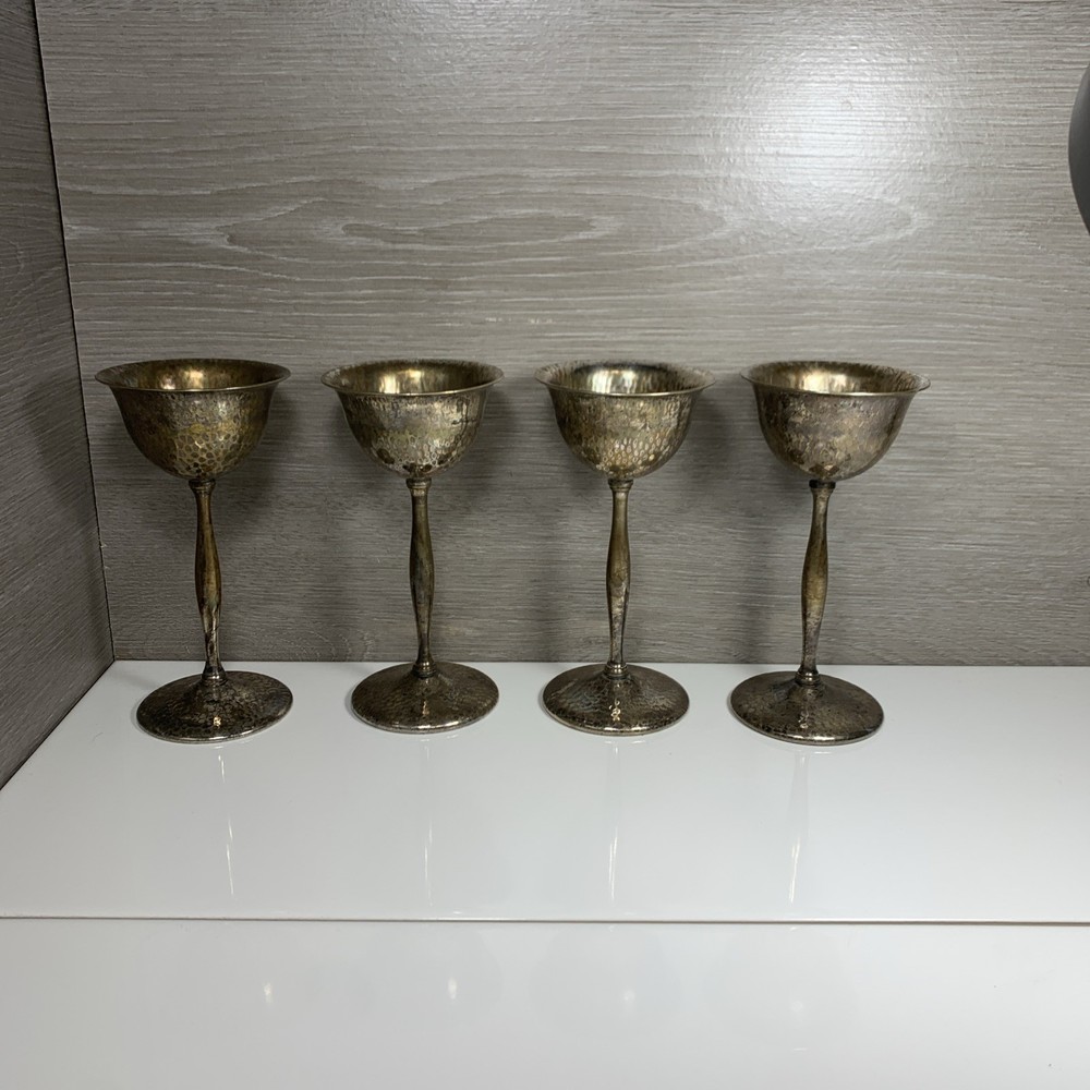 Silvercraft - EPNS - Wine Goblets - FOUR - 6” tall