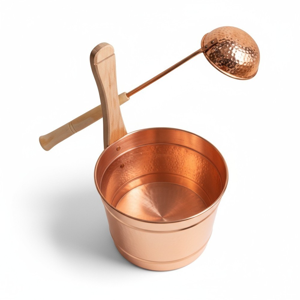 Copper Sauna Bucket And Ladle