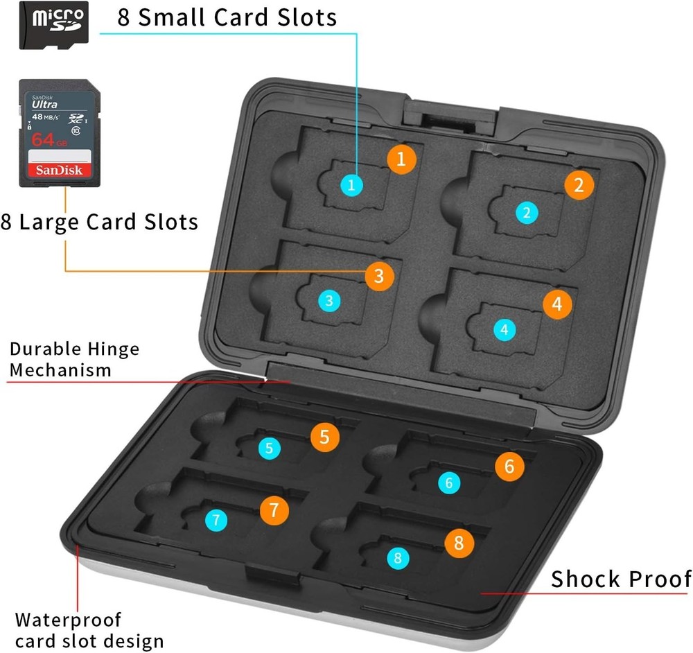 Compact Aluminum Memory Card Storage Case - Shock Resistant & Lightweight