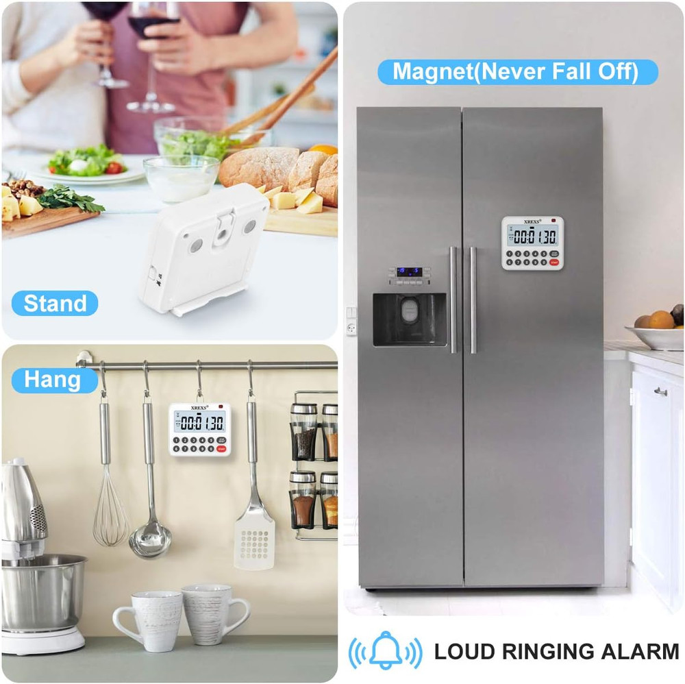 Digital Kitchen Timer Magnetic Countdown up Cooking Loud Alarm and Mute Optional