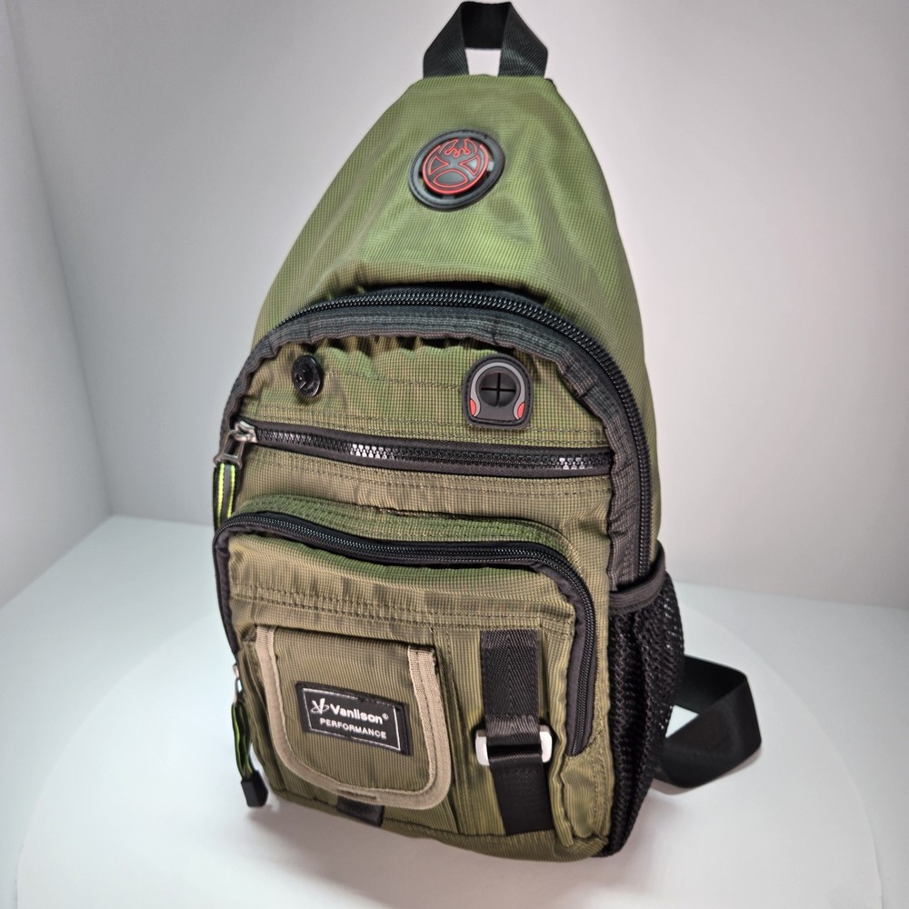 Vanlison Performance Crossbody Sling Daypack Multiple Compartments OD Green