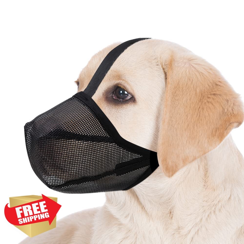 Miavers Dog Muzzle, Black Medium Mesh, Adjustable, Anti-Barking