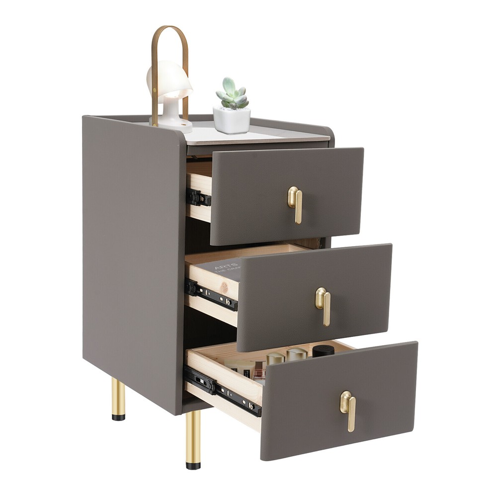 Three-Layer Bedside Cabinet with Drawers, Space-Saving Nightstand
