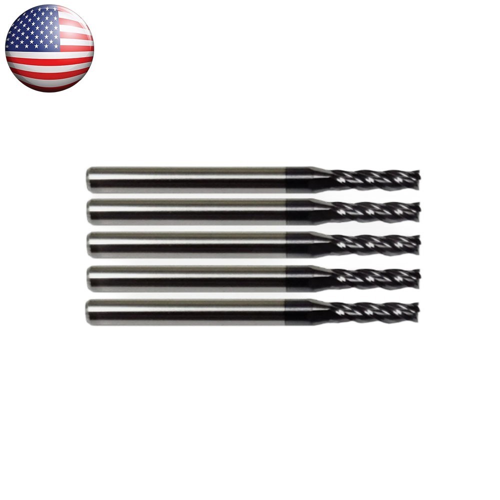 5 Pack 5/64" Solid Carbide End Mills – TiALN Coated – 4 Flute CNC
