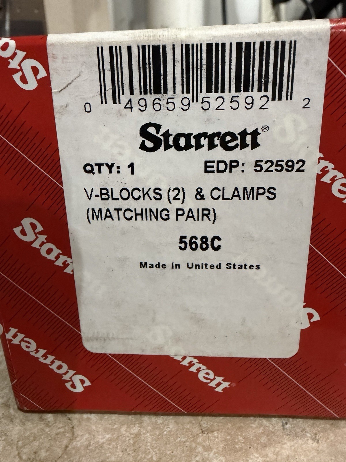 Starrett 568C Steel V-Blocks Matching Pair with Clamps