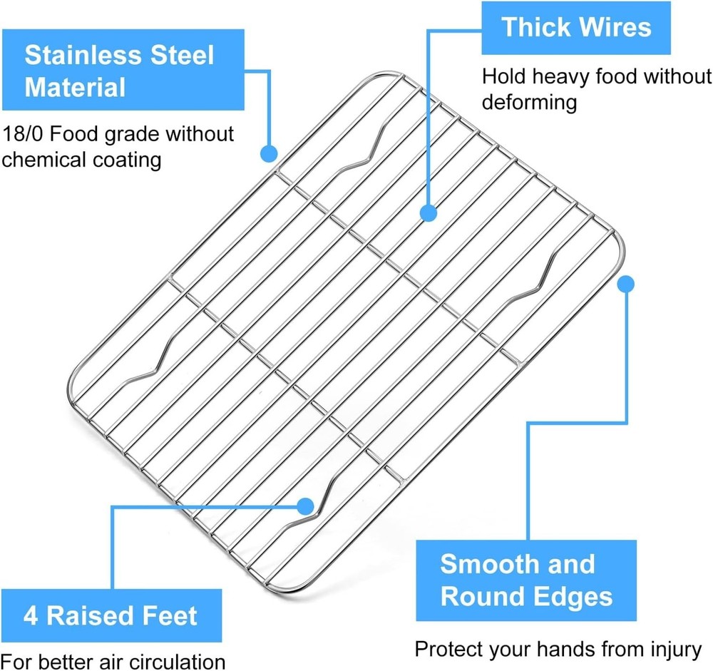 Versatile Stainless Steel Cooling Racks - 2 Pack, Perfect for Baking & Roasting