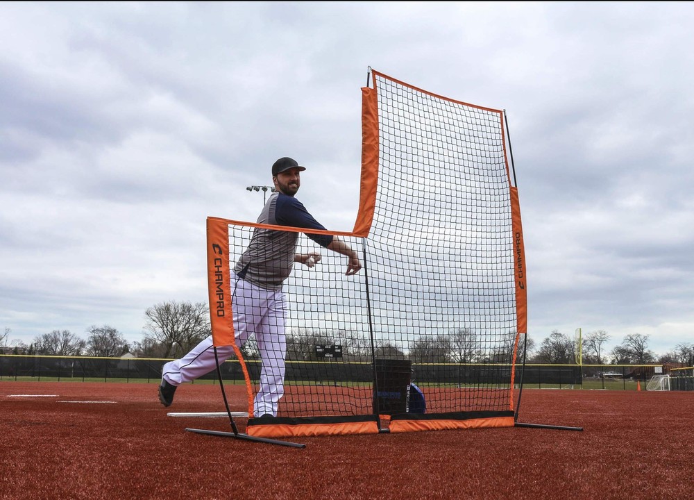 CHAMPRO MVP Portable L-Screen Baseball/Softball Pitcher Protector 7ft Base