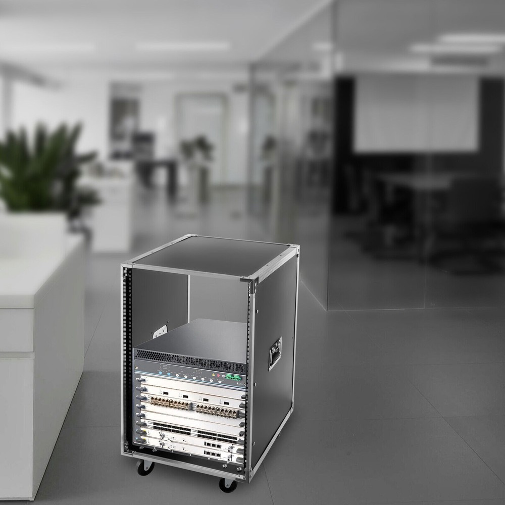 16U Server Rack Open Frame Rolling Network Data Rack 19 inch w/ Casters 4 Post!