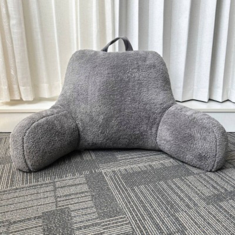 Faux Shearling Bed Rest Pillow Gray: Supportive Backrest for Dorm