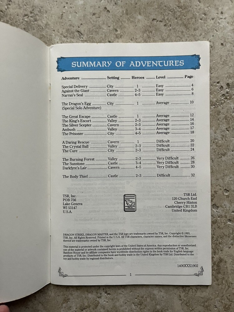 1993 Dragon Strike Adventure Guide TSR