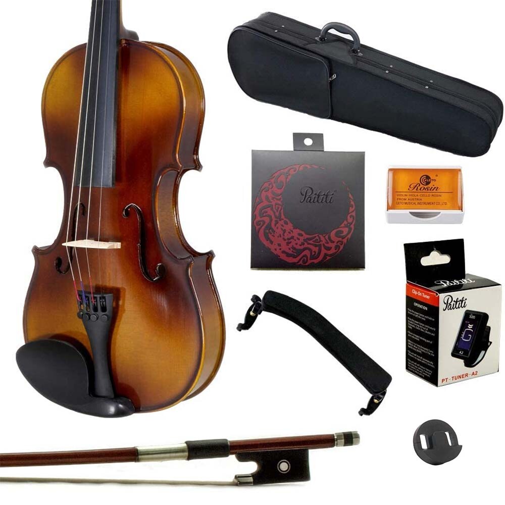 **GIFT PACKAGE** 3/4 Solid Wood Student Violin w Case Bow Rosin String Tuner