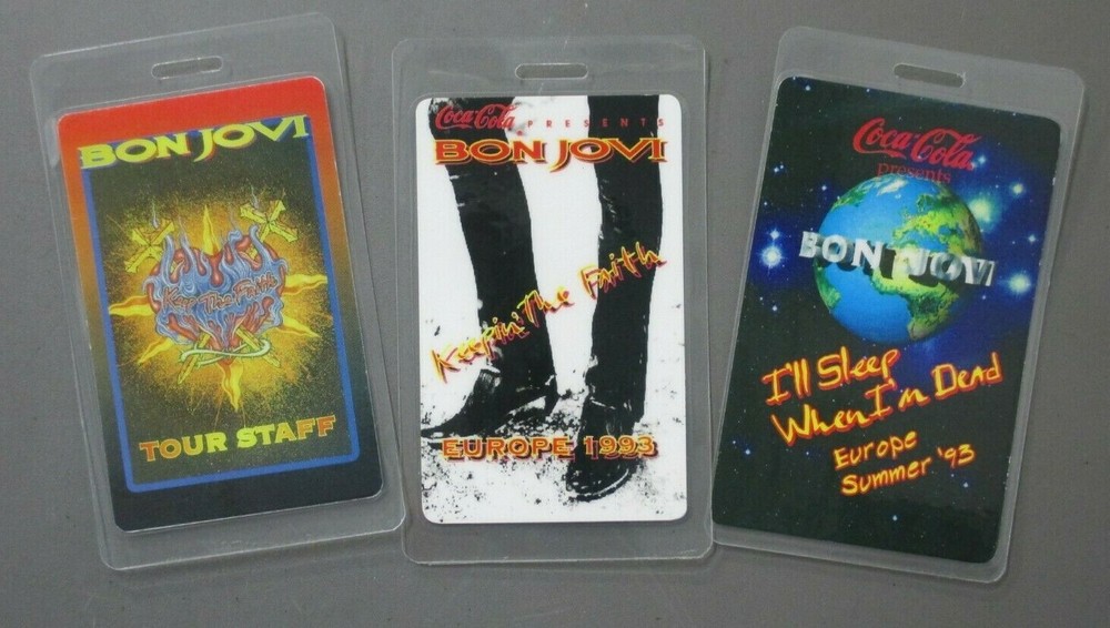 Bon Jovi backstage passes 3 laminated Keep The Faith 1993 AUTHENTIC !